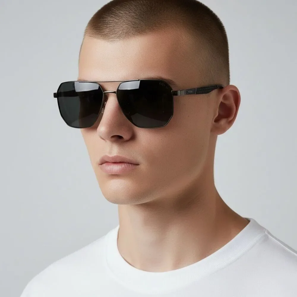 Gucci Men Aviator Sunglasses | Gunmetal/Black | Gray Lens | New | No Tags
